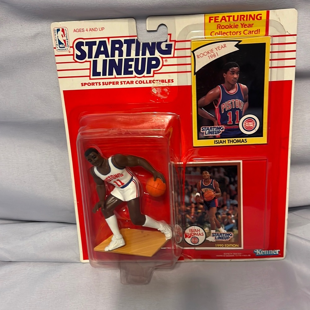 Starting lineup, Isaiah Thomas action, figure with rookie collectors card